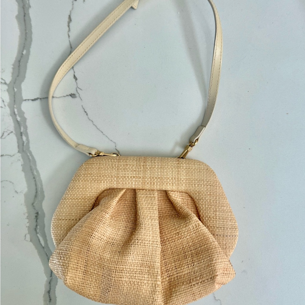 Themoire rattan clutch bag
